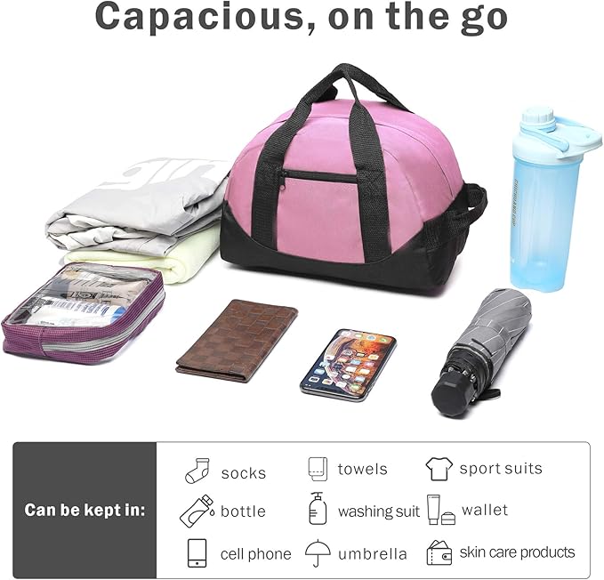 BuyAgain Duffle Bag, 12" Small Mini Travel Carry On Sport Duffel Gym Bag with Top Handle