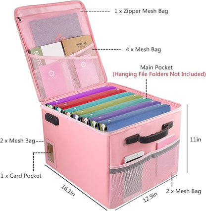 TOMKID Fireproof File Cabinet with Lock, Fireproof Document Organizer Collapsible File Box Filing Cabinet with Handle for Letter Legal Folder Certifications