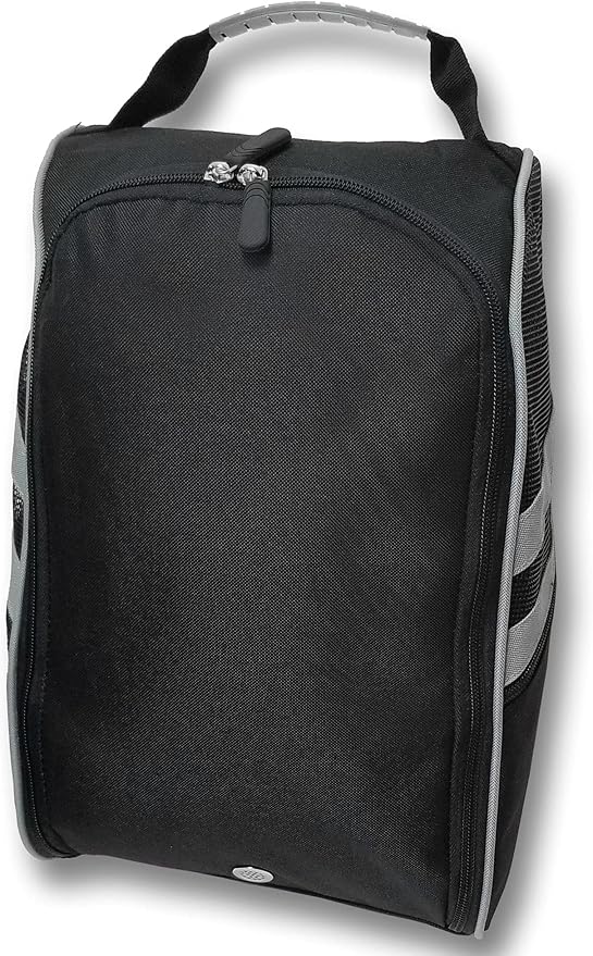 CaddyDaddy Golf Modern Golf Shoe Bag, Black/Grey