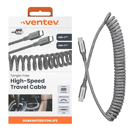 Ventev Helix USB C to USB C High Speed Travel 3 Foot Cable