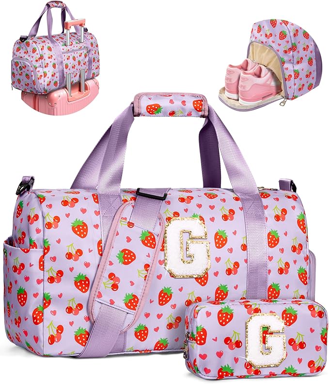 Birthday Gifts for 6-12 Year Old Girls, Custom Duffle Bag for Kids, Stocking Stuffers for Daughter Granddaughter Niece, Overnight Weekender Bag with Shoe Compartment, Weekend Trip Essentials