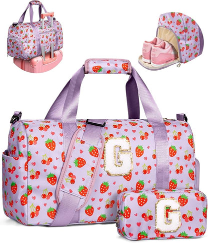 Birthday Gifts for 6-12 Year Old Girls, Custom Duffle Bag for Kids, Stocking Stuffers for Daughter Granddaughter Niece, Overnight Weekender Bag with Shoe Compartment, Weekend Trip Essentials