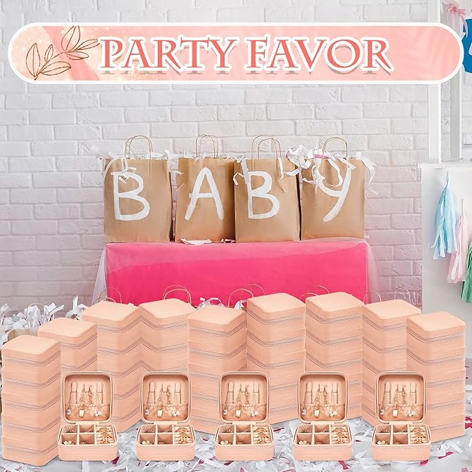 Taiyin 50 Pcs Travel Jewelry Case Box Bridesmaid Gifts Bulk Travel Jewelry Cases Boxes Small Jewels Organizers Mini Accessories Ornaments Storage for Women Girls Wedding Gifts (Pink)