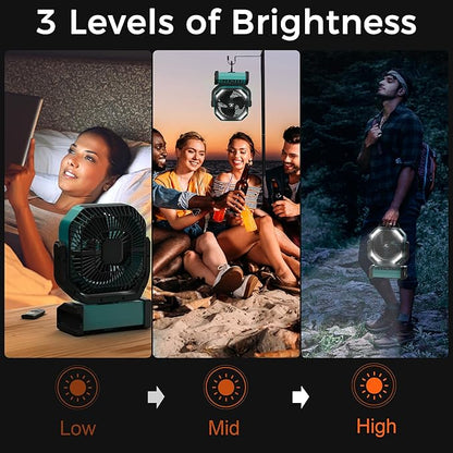 Camping Fan with Light - 20000mAh Rechargeable Battery Fan, 112Hrs Max Run Time, 8 Speeds, Digital Display, Timer, Auto Oscillation, 270° Pivot & Hook for Camping, Power Outage, Hurricane (Blue)