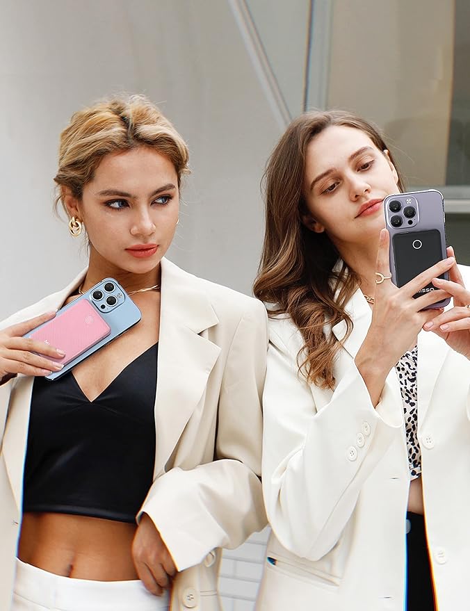 6000mah Ultra Slim Built in Cables Power Bank, Card Size Built in USB C Cords Battery Pack Portable Charger for Phones, 3 Output External Battery Pack Compatible with iPhone, 2-Pack Black & Pink