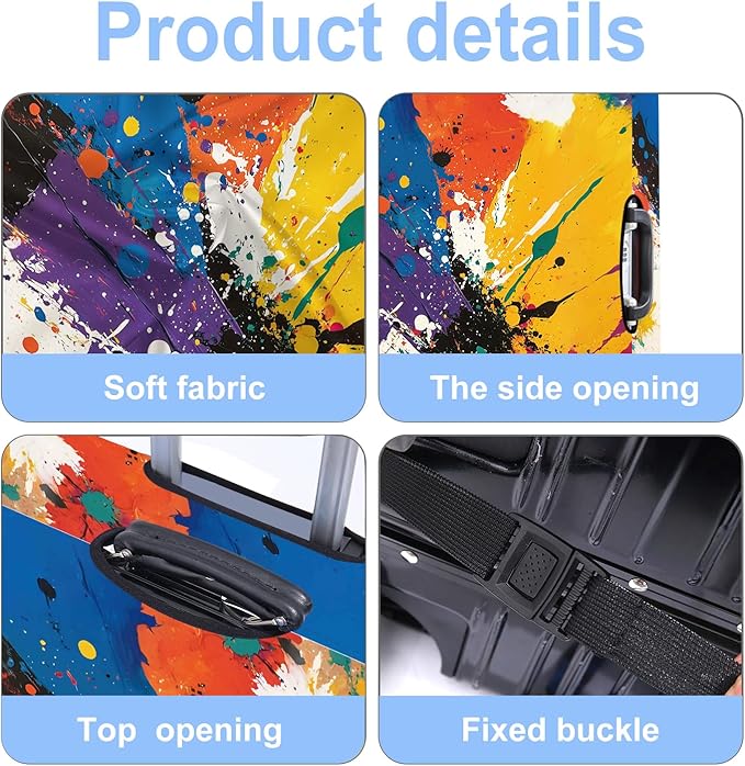 Luggage Cover Washable Suitcase Protector Anti-scratch Suitcase cover Fits 20-34 Inch Luggage (Watercolor, M(24-26inch suitcase))