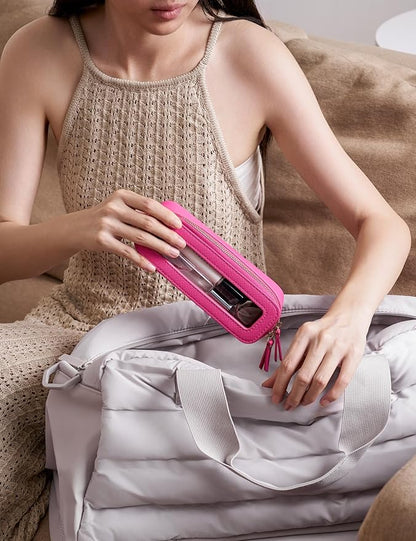 Popvibe Clear Makeup Bag Travel Cosmetic Case Transparent Toiletry Bag with Zipper, Portable Make Up Organizer Traveling Compact Car Bag for Essentials