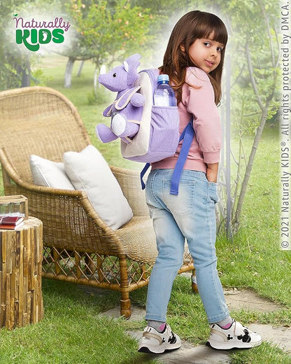 Naturally KIDS Purple Dinosaur Toys for Girls, Triceratops Toy, Dinosaur Gifts for 2 3 Year Old Girls, Toddler Backpack