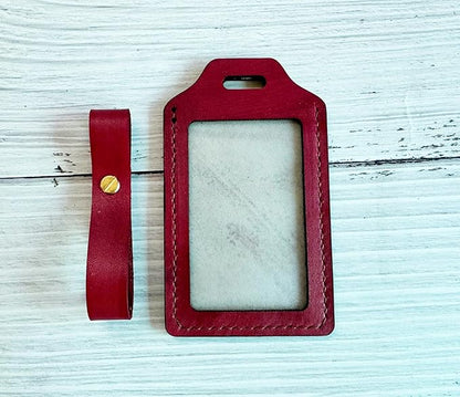 Mayan Corner - Handcrafted Leather Luggage Tag, Octopus Design, Burgundy Red with ID Window