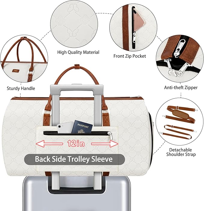 Convertible 2-in-1 Garment Bags for Travel, Carry On Garment Duffle Bag With Shoe Compartment Large Weekender Bag for Women Men Hanging Suitcase Suit Travel Duffel Overnight Bags 4pcs Set