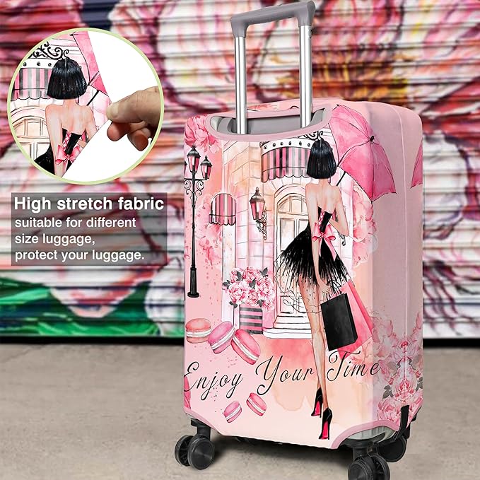 Travel Luggage Cover Suitcase Protector Fits 18-32 Inch Wheel Covers PatternedTravel Related Items Flower Luggage Protector Elastic S