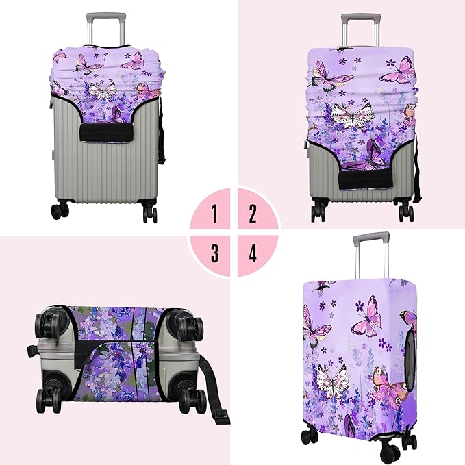 Travel Luggage Cover Suitcase Protector Fits 18-32 Inch Wheel Covers PatternedTravel Related Items Flower Luggage Protector Elastic XL