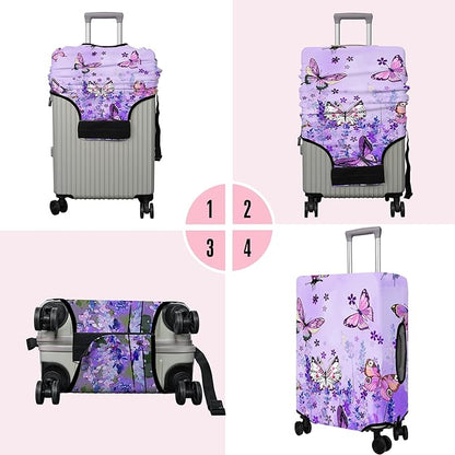 Travel Luggage Cover Suitcase Protector Fits 18-32 Inch Wheel Covers PatternedTravel Related Items Flower Luggage Protector Elastic S