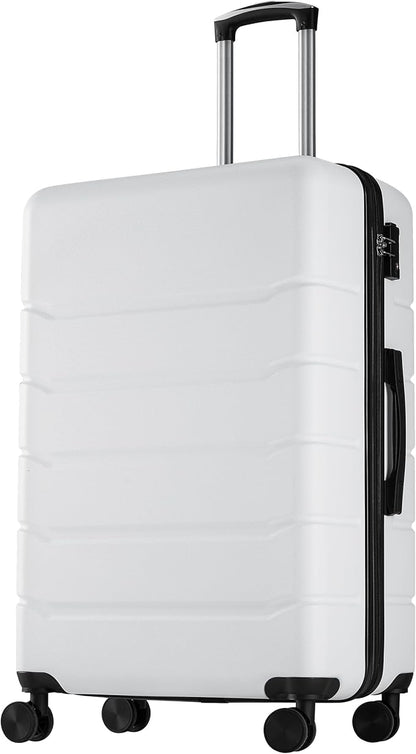 OLIXIS 24 Inch Luggage, Hardside Suitcase with Spinner Wheels, Lightweight ABS Hard Shell Checked Luggage, TSA Approved Lock, Expandable Medium Suitcase for Travel & Business–White