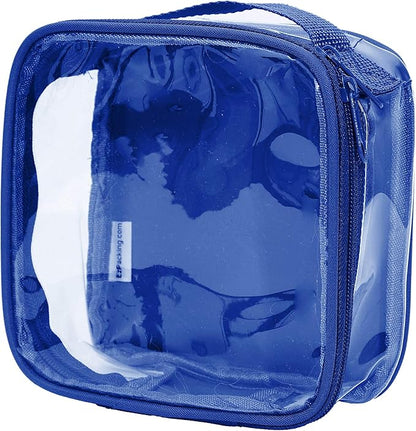 EzPacking Clear TSA Approved 3-1-1 Travel Toiletry Bag for Carry On/Quart Size Transparent Liquids Pouch for Airport Security/Reusable See Through Vinyl & PVC Plastic Organizer Men Women (Royal Blue)