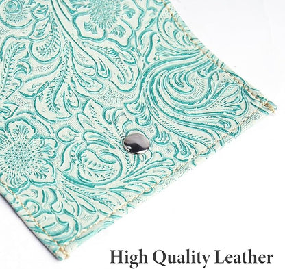 Pill Organizer,Haecsfl Weekly Travel Pill Case Box Medication Reminder Daily AM PM, Day Night 7 Compartments,for 4 Times A Day, 7 Days a Week-Includes Leather PU Carrying Case(1-Carved Green1)