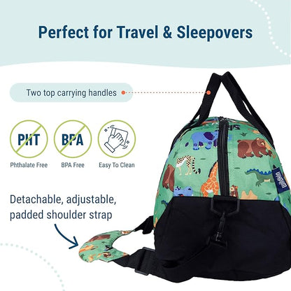 Wildkin Kids Overnighter Duffel Bag – Carry-On Size, Ideal for School & Sleepovers – Wild Animals