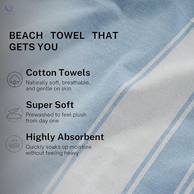 Cotton Turkish Beach Towel Towels Oversized 36"x72" Pool Absorbent Extra Large Quick Dry Sand Travel Towel (Mix, 6 Pack)