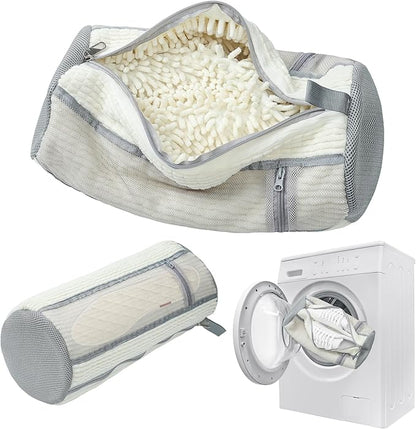 Shoe Washing Machine Bag, 2PCS Reusable Shoe Bag for Washing Machine, 360° Deep Cleaning Shoe Washing Bag for Sneakers, Laundry Shoe Bag for Washer & Dryer, Fits All Shoe Types (Off WHITE)