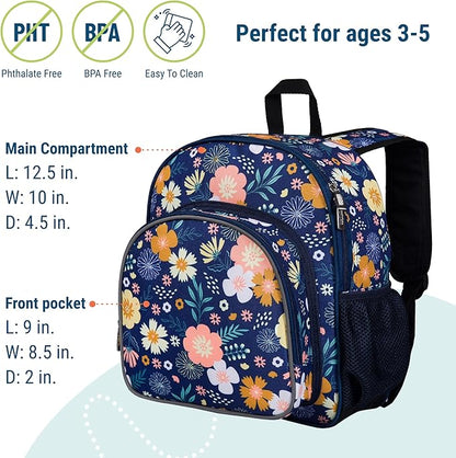 Wildkin 12-inch Kids Backpack – Padded, Adjustable, Ideal for Daycare & Travel - Wildflower Bloom