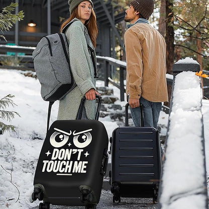 ANNA QUEEN Funny “Don’t Touch Me” Luggage Cover, Bold Black Suitcase Protector with Angry Eyes Design, Stretchable, Washable Travel Cover for 24-26 Inch Luggage