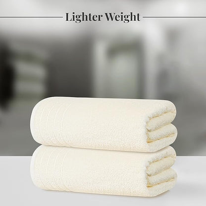 Tens Towels Pack of 8 Towels Set, 2 Extra Large Bath, 2 Hand, 4 Washcloths, 100% Cotton, Lighter Weight, Quicker to Dry, Super Absorbent, Perfect for Bathroom, Cream