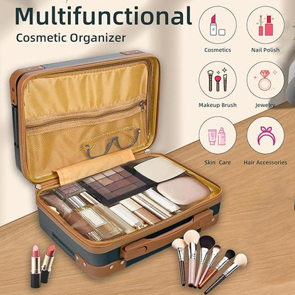 14inch Hard Shell Cosmetic Organizer Travel Train Hand Luggage Small Portable Carrying Suitcase Makeup Case Bag for Women Toiletry