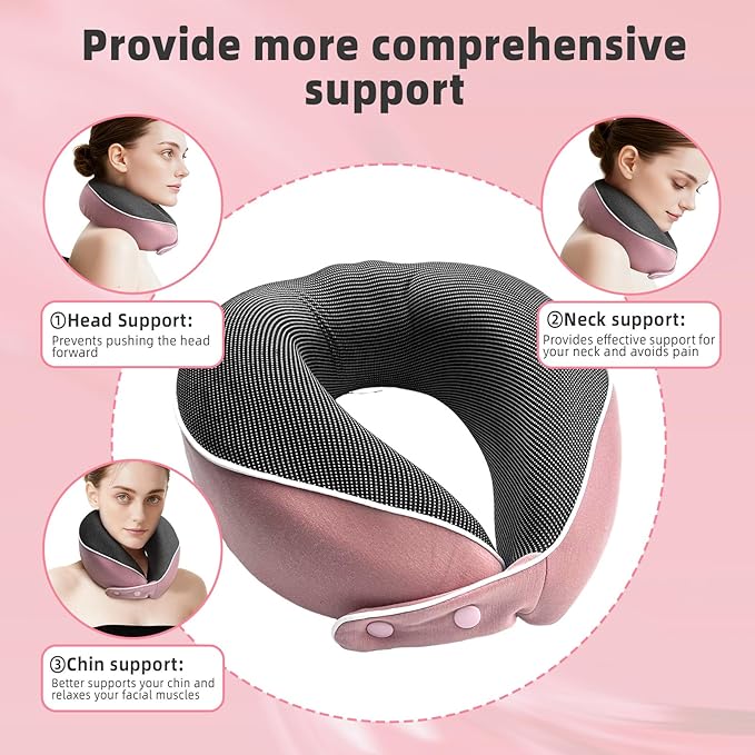 Memory Foam Travel Pillow,U-Shaped Neck Pillow for Sleeping Airplane and Car, with Portable Storage Case, Soft & Breathable, Provides Head & Neck Support