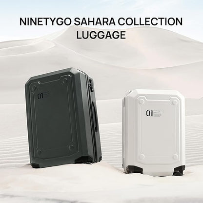 NINETYGO Carry On Luggage 22x14x9 Airline Approved, Carry On Suitcase with Smooth Double Spinner Wheels, Hard Shell PC+ABS Suitcase Carry-On, Lightweight Travel Luggage, TSA Approved (Black, Sahara)