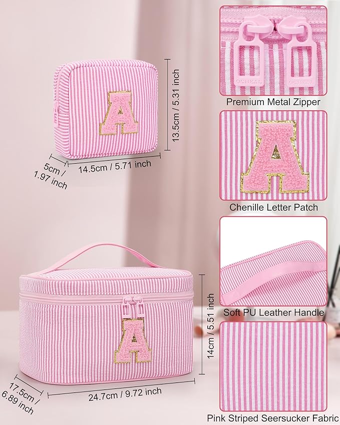Period Bag Sanitary Napkin Storage Bag|Tampon Pouch Portable Feminine Care First Period Kit for Teen Girls Women Gift for Her Monogram Initial Cute Toiletry Bag,2PCS,Pink U