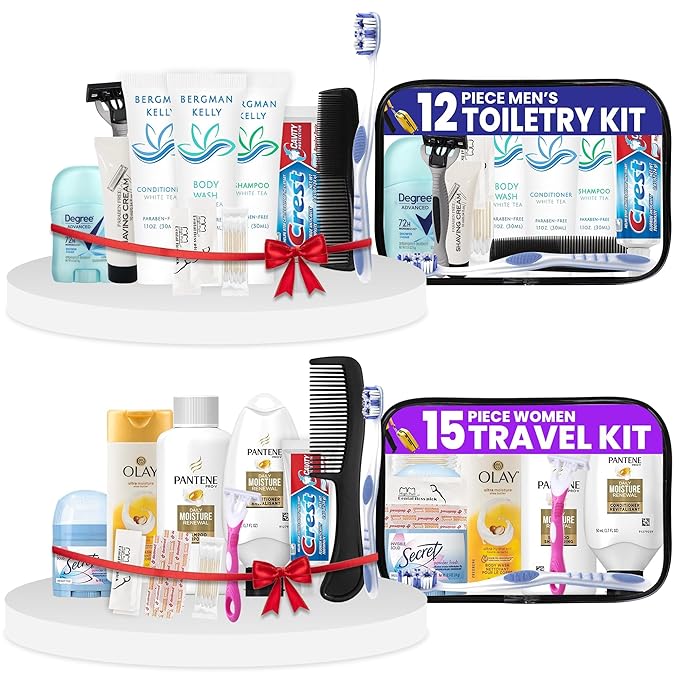 Trektote Travel Toiletry Kit Bundle For Men And Women – 15 Piece Set of Travel Size Toiletries, TSA Compliant, Travel Essentials, Includes Shampoo And Conditioner, Body Wash, Toiletry Bag & More
