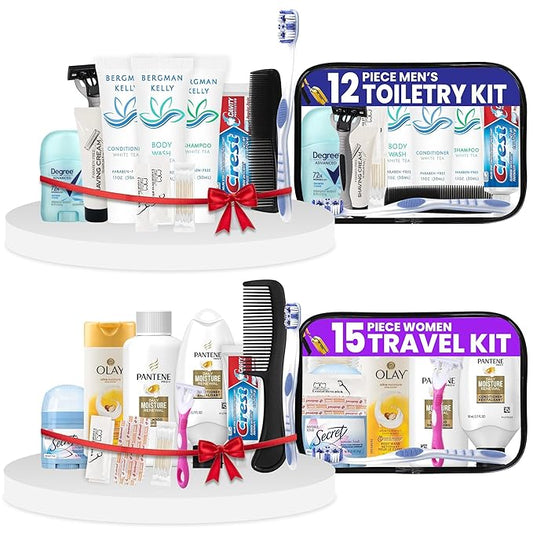 Trektote Travel Toiletry Kit Bundle For Men And Women – 15 Piece Set of Travel Size Toiletries, TSA Compliant, Travel Essentials, Includes Shampoo And Conditioner, Body Wash, Toiletry Bag & More