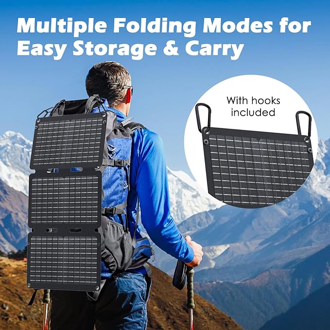 JIYHF Portable Power Bank with 30W Foldable Solar Panel - 99.9Wh Backup Battery, 100W AC & 65W USB-C PD Fast Charging Ideal for Outdoor Work, Compatible with iPhone16/15 Series, iPad, MacBook, Laptop