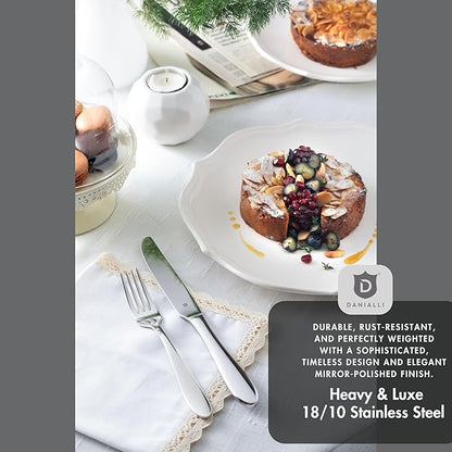 Modern Silverware Set, 18/10 Stainless Steel Flatware, Mirror Finish, Dishwasher Safe, Elegant Cutlery for Home and Dining, Built to Last (40-Piece, Razzoli)