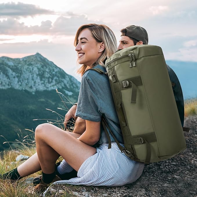 MIER Large Duffel Backpack Sports Gym Bag with Shoe Compartment, Heavy Duty and Water Resistant, Dark Green, 90L