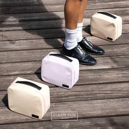 CLEAN SKIN CLUB Clean Towels XL Dedicated Travel Cosmetic Makeup Bag, Portable Large Capacity Beauty Toiletry Water Resistant Organizer Case with Dividers, Zipped Compartments