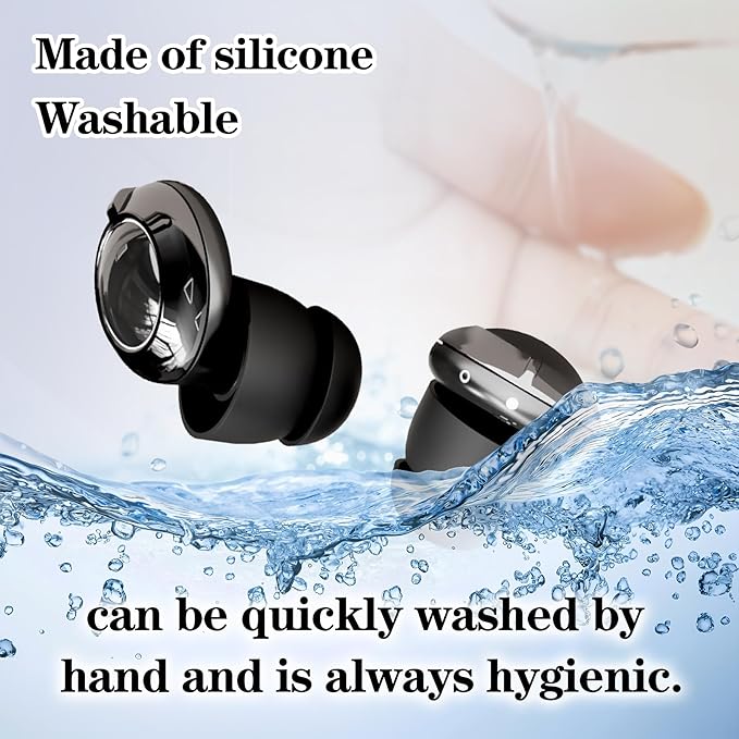 Ear Plugs for Sleeping 50dB Noise Cancelling Earbuds with 6 Eartips Ear Plugs for Concerts/Shooting/Travel/Snoring Silicone Hearing Protection Sleep EarPlugs Reusable,Black