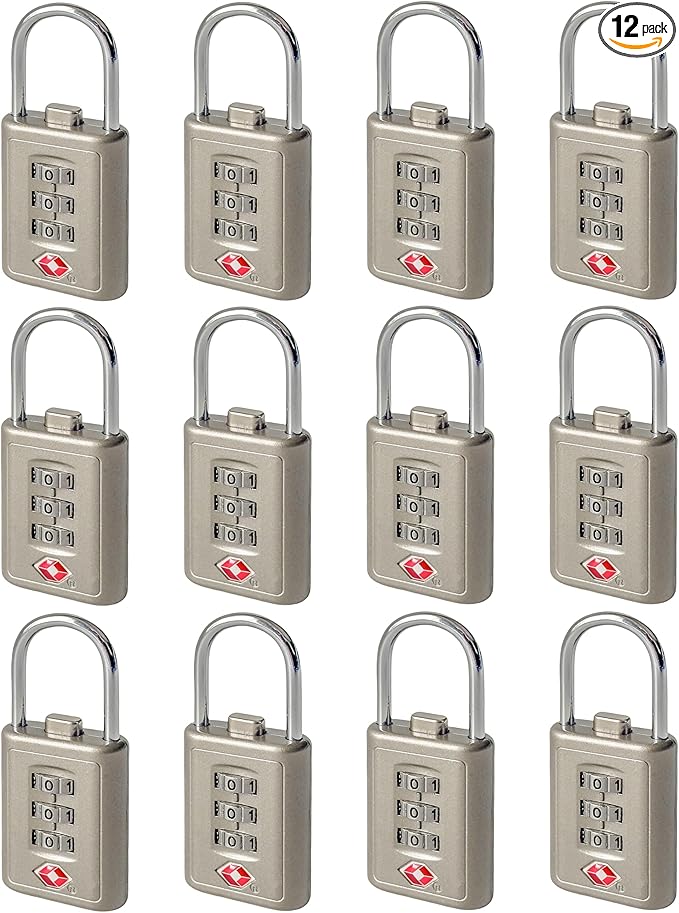 Combination Lock TSA Approved Lock 3 Digit Code Padlock Luggage Lock for Bags, Luggage, Backpacks, Toolboxes, Suitcases, Storage Cabinets (12 Pack)