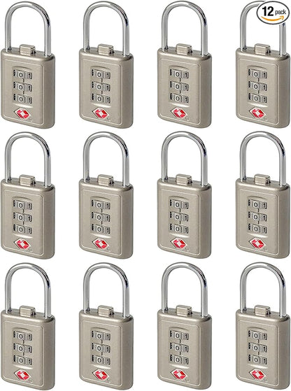 Combination Lock TSA Approved Lock 3 Digit Code Padlock Luggage Lock for Bags, Luggage, Backpacks, Toolboxes, Suitcases, Storage Cabinets (12 Pack)