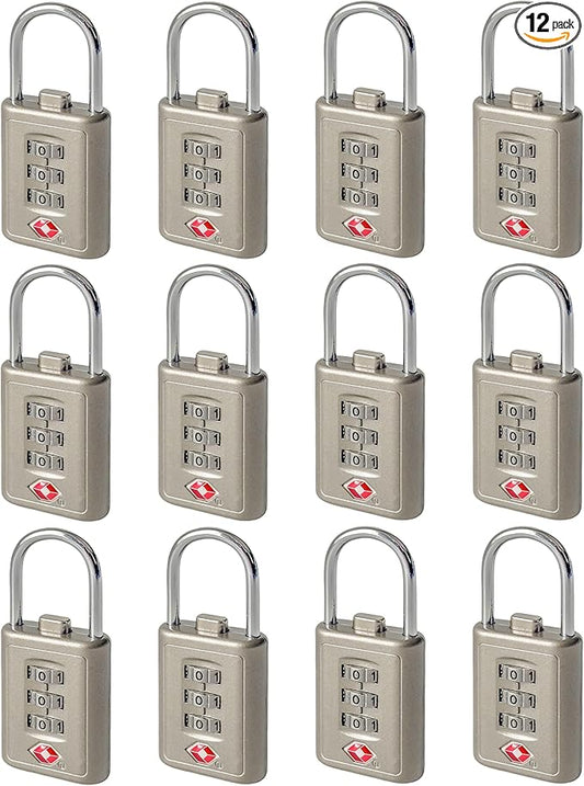 Combination Lock TSA Approved Lock 3 Digit Code Padlock Luggage Lock for Bags, Luggage, Backpacks, Toolboxes, Suitcases, Storage Cabinets (12 Pack)