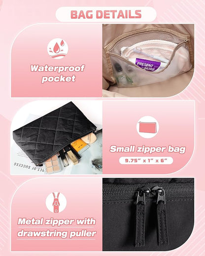 Quilted Duffle Bag with Shoe Compartment and Wet Pocket, Weekender Duffel Bag With Laptop Sleeve and a Separate Pouch for Travel, Gym, Hospital Labor Delivery, Black