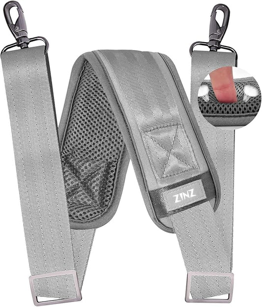 ZINZ 79 inch Shoulder Strap, Extra-thick Fixed Cushion Pad and Dual Clasps Universal Replacement Strap with Metal Swivel Hooks for Laptop Bags, Luggage Bags, Camera, Crossbody (200cm,Gray)