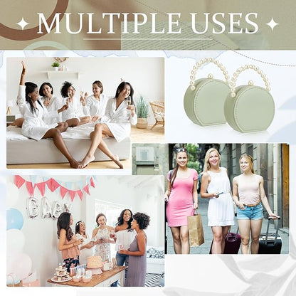 Weysat 8 Pack Travel Jewelry Case Bulk Mini Bridesmaid Jewelry Box Small Earring Storage Organizer for Women Proposal Gifts(Green, Leather)