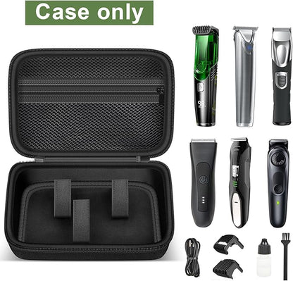 Hard Travel Case for Wahl/for MANSPOT/for SHPAVVER Beard Trimmer for Men, Portable Electric Razor Bag with Handle & Mesh Pocket for Lubricating Oil, Cleaning Brush and USB Accessories(Box Only)-Black