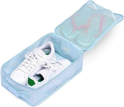 Travel Shoe Bags, Foldable Waterproof Shoe Pouches Organizer-Double Layer (8 Blue Shoe Bags)