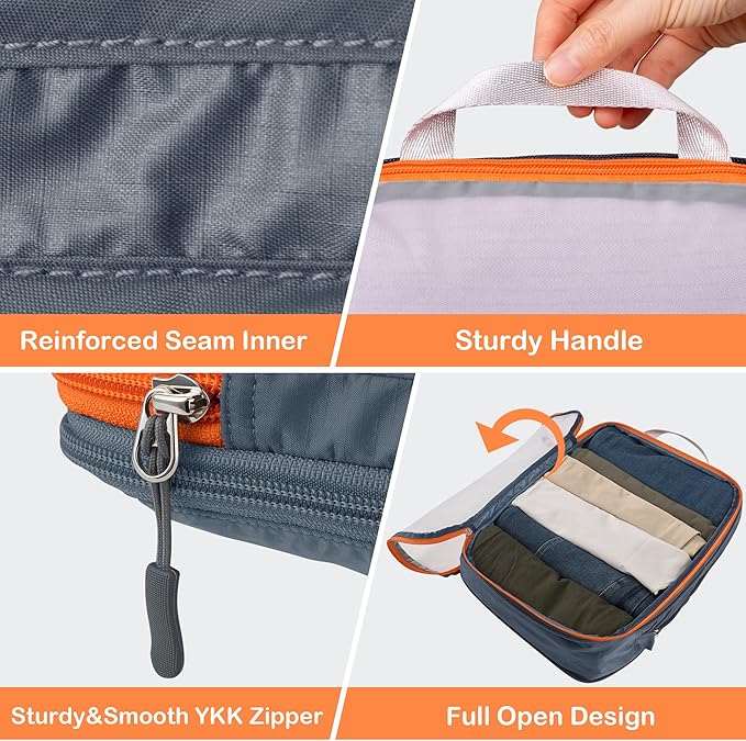 Cipway Compression Packing Cubes Mesh, Lightweight Luggage Organizer Bags with Laundry Bag, Toiletries Bag and Shoe Bag, Travel Essentials for Carry on Suitcase（8 Pcs,Grey）