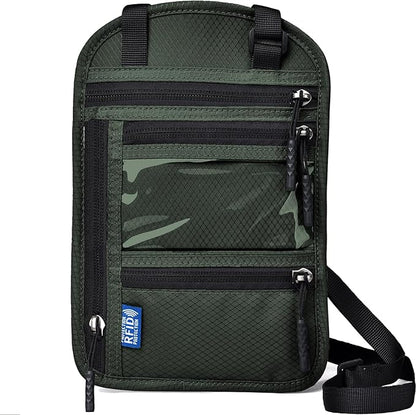 RFID Blocking Travel Neck Wallet–Hidden Passport Holder & Anti-Theft Money Pouch for Men & Women, Lightweight Concealed Travel Organizer with Adjustable Strap Secure Document