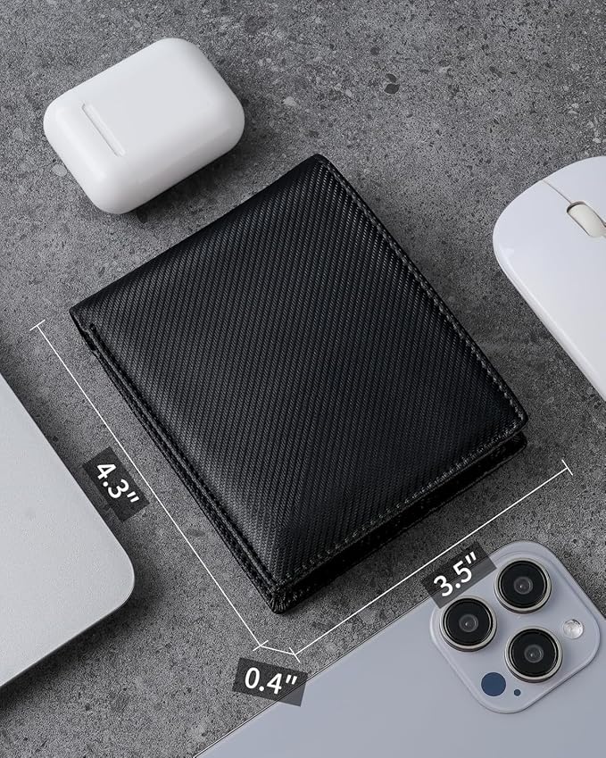 Mens Genuine Leather Bifold RFID Blocking Wallet with 14 Card Slots, ID Window & 2 Cash Pocket - Includes Gift Box