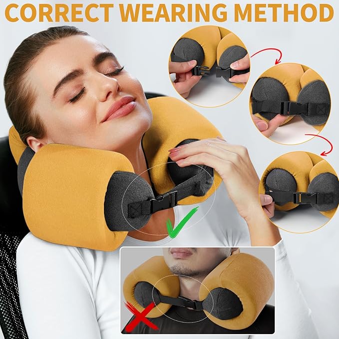 3-Ring Memory Foam Travel Neck Pillow It has obtained a Patent. The Three Rings can be movably Adjusted to Provide Flexible Support for The Neck, Head, and Other Areas.Yellow
