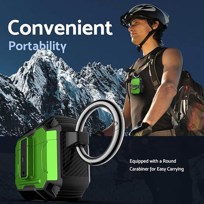 DASFOND Armor Cover Airpods 3 Generation Case, Military Grade Full Body Shockproof Protection Hard Case, Support Wireless Charging with Keychain, Magnetic Lid, Front LED Visible, Grass Green